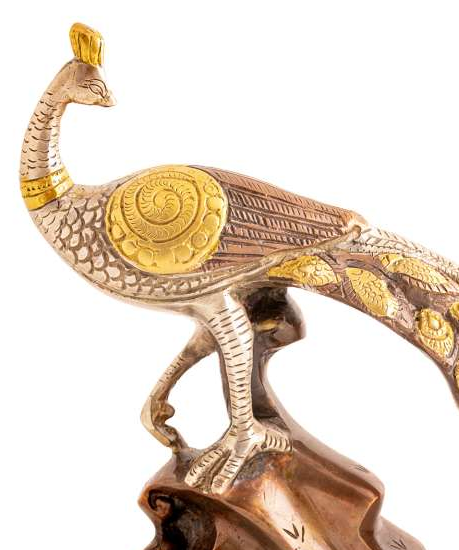 Mayura Pfau Statue aus Messing - 17 cm / 2,8 kg