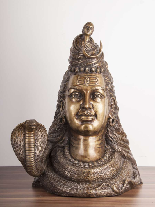 Monumentaler Shiva Kopf (67cm) - Massive 27kg Messingfigur