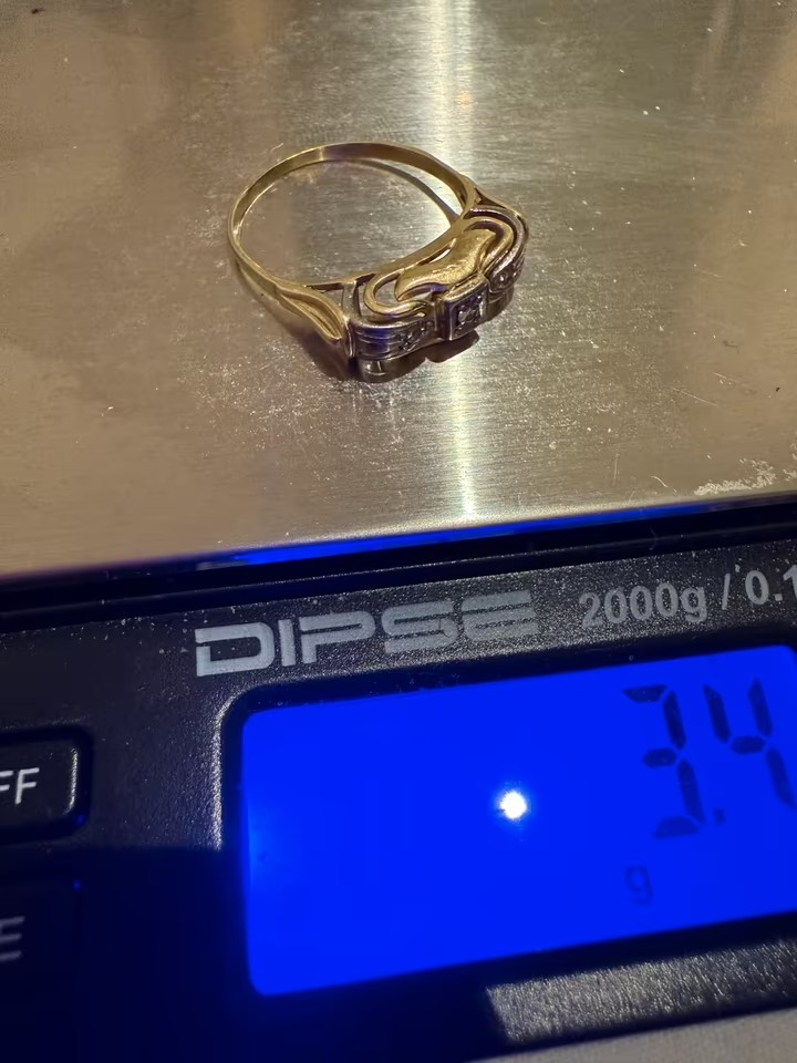 585er Goldring mit Diamanten – Vintage Schmuckstück