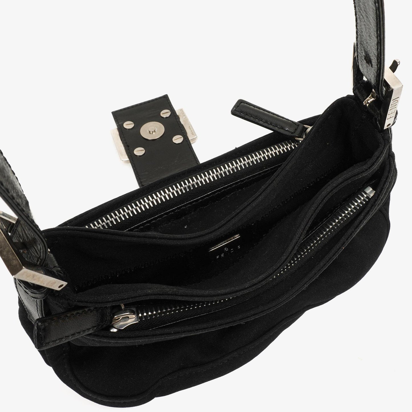 Fendi Baguette Schwarze Neopren Tasche