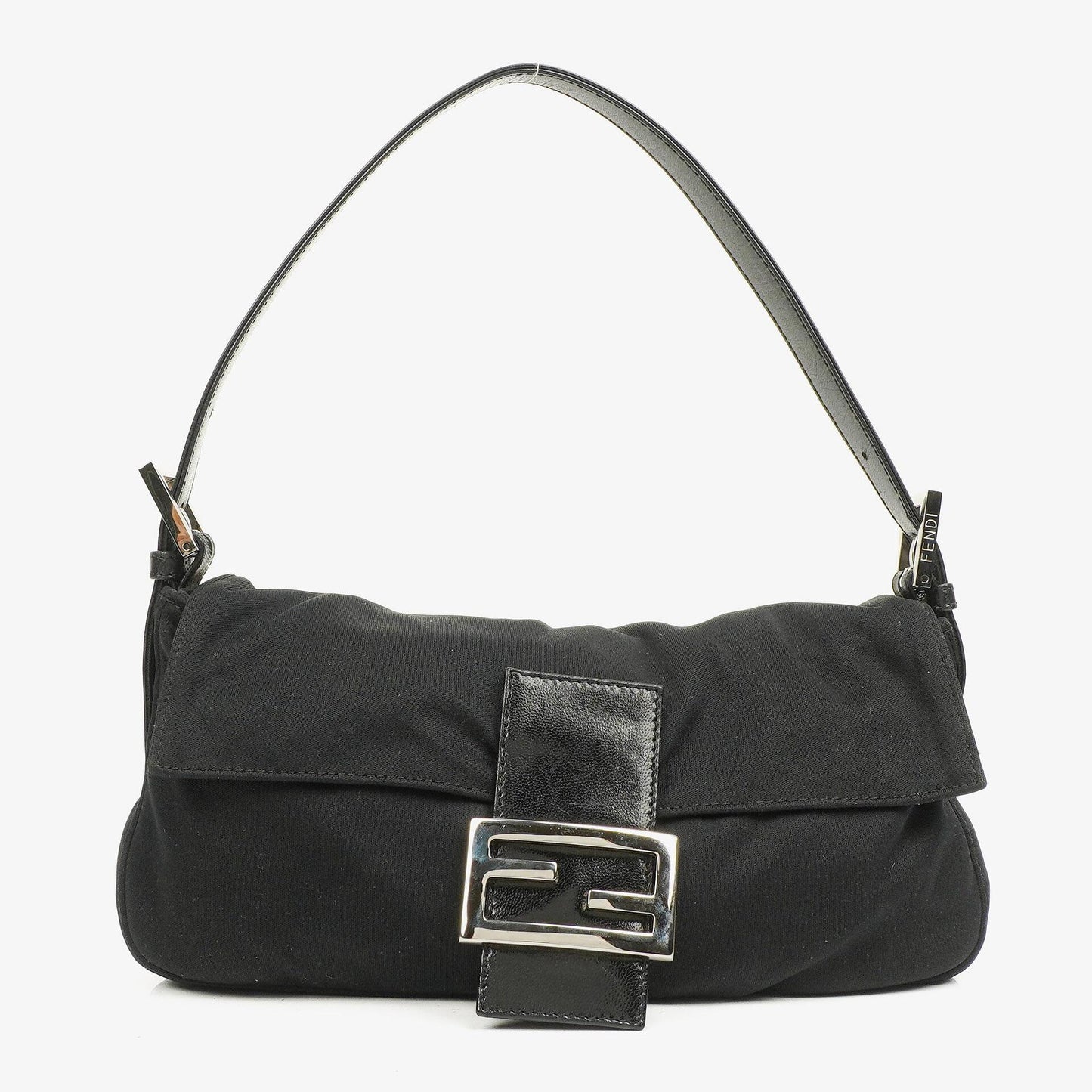 Fendi Baguette Schultertasche aus schwarzem Neopren