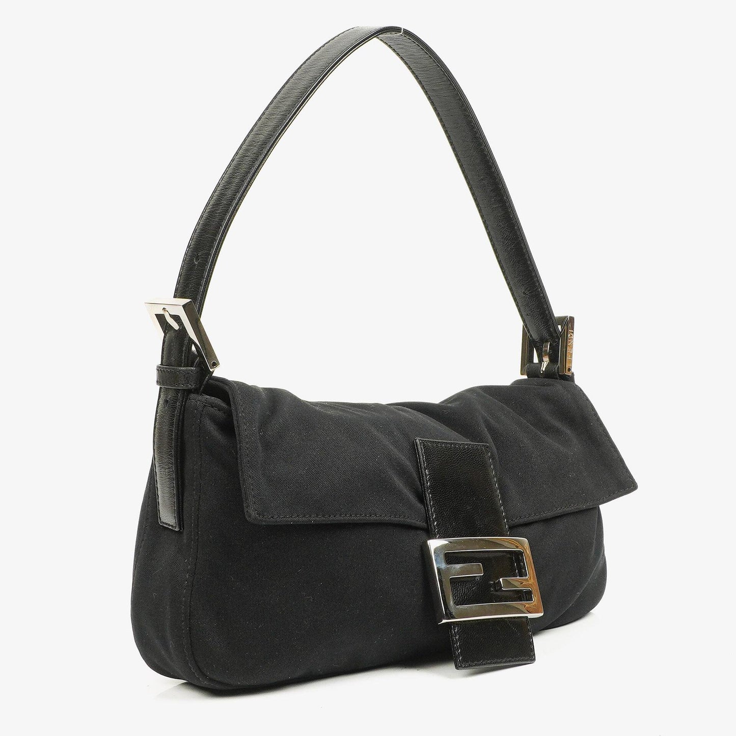 Fendi Baguette Schultertasche aus schwarzem Neopren