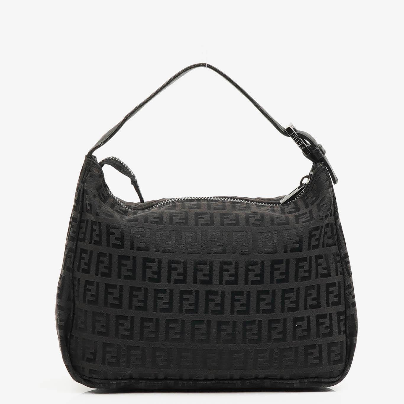 Fendi Baguette Zucchino Handtasche Schwarz Canvas