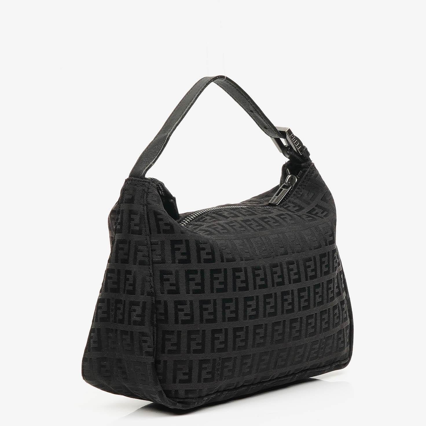 Fendi Baguette Zucchino Handtasche Schwarz Canvas