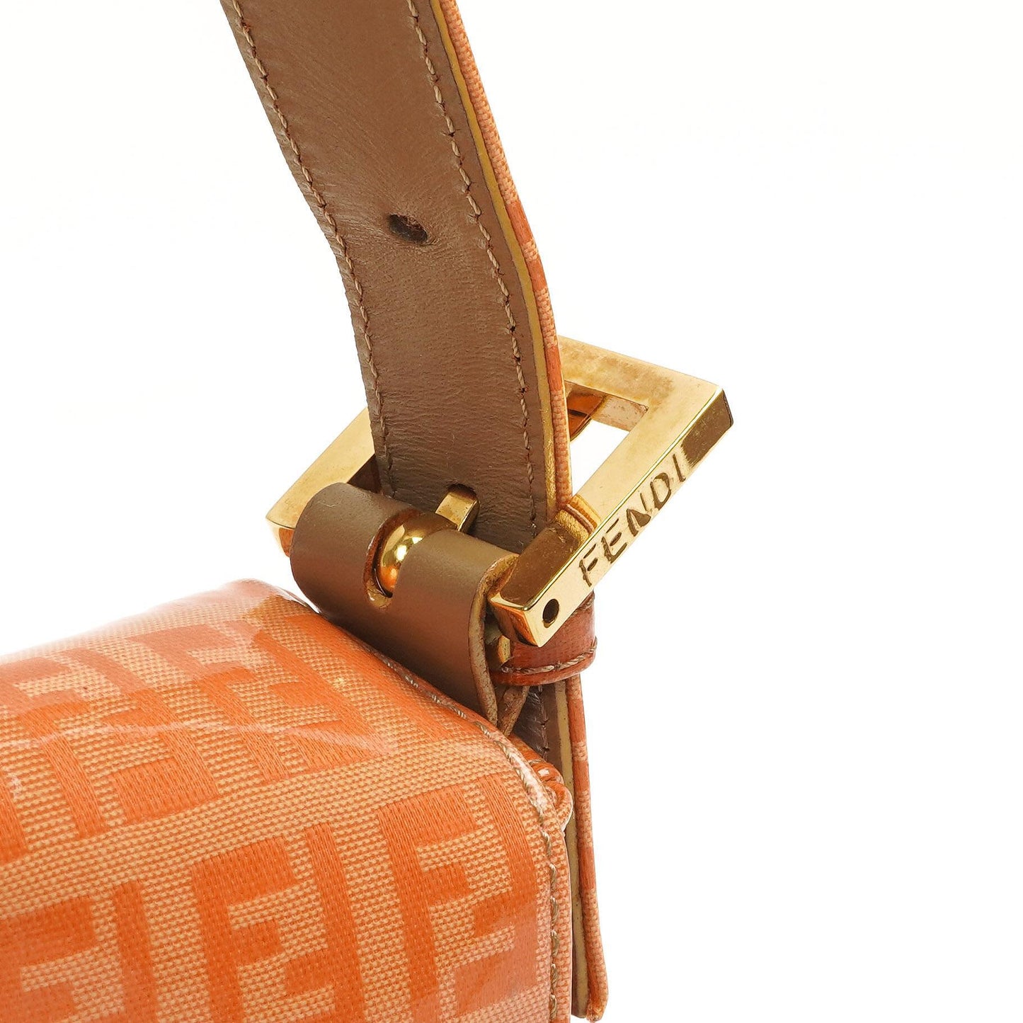 Fendi Baguette Zucchino FF Orange Vinyl Schultertasche