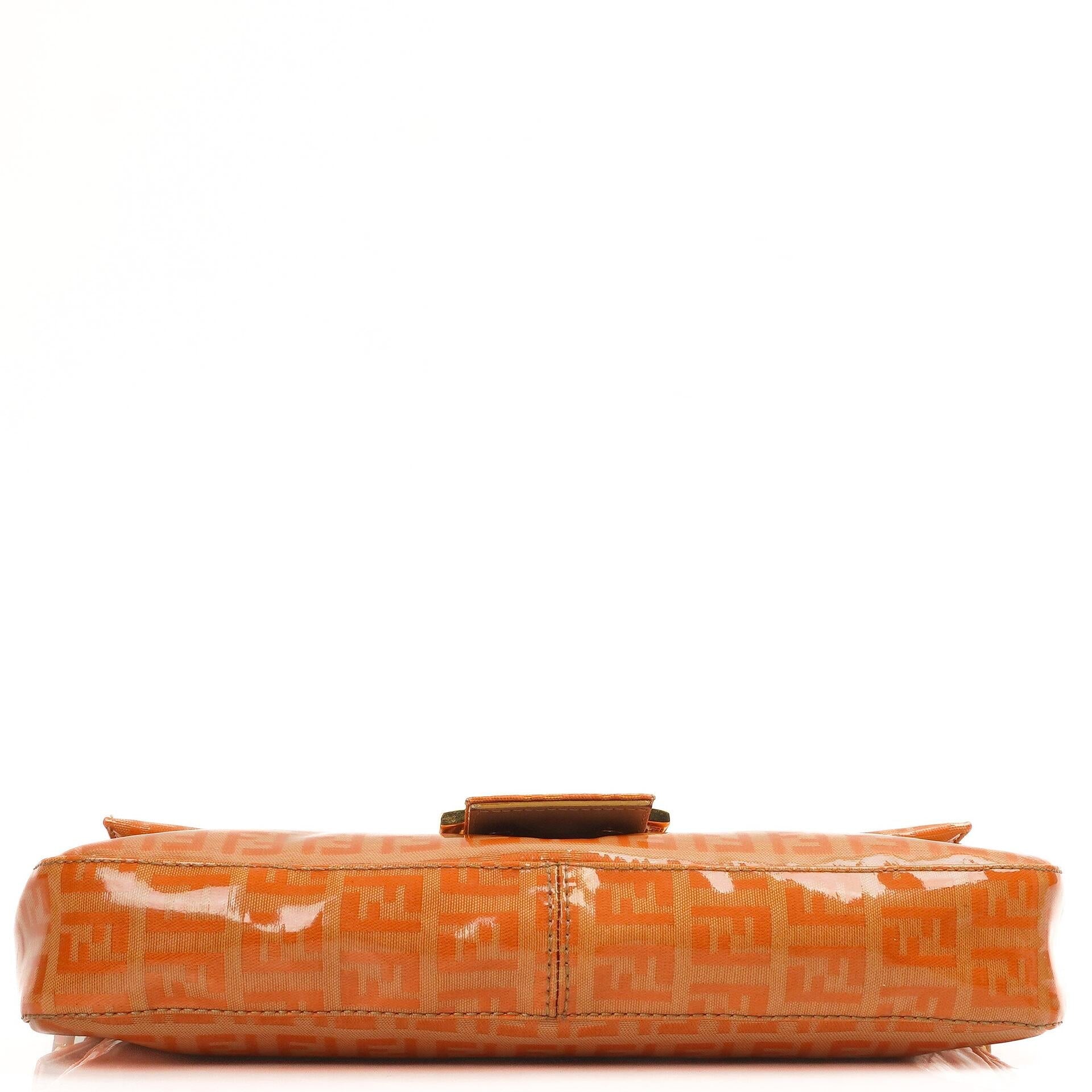 Fendi Baguette Zucchino FF Orange Vinyl Schultertasche