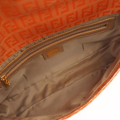 Fendi Baguette Zucchino FF Orange Vinyl Schultertasche