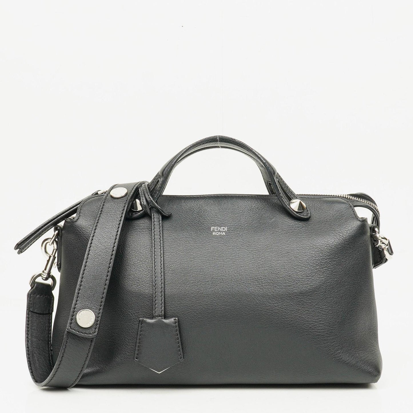 Fendi Große By The Way Tasche aus schwarzem genarbtem Kalbsleder