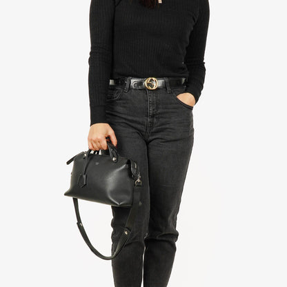 Fendi Große By The Way Tasche aus schwarzem genarbtem Kalbsleder