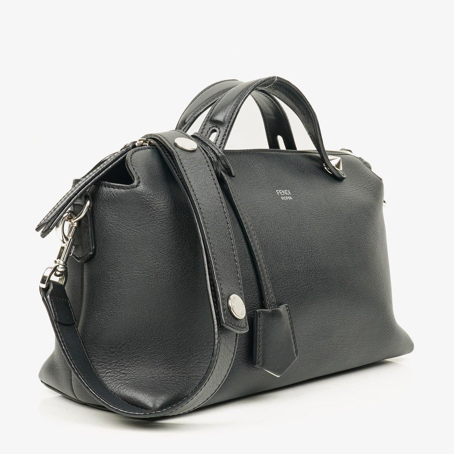 Fendi Große By The Way Tasche aus schwarzem genarbtem Kalbsleder