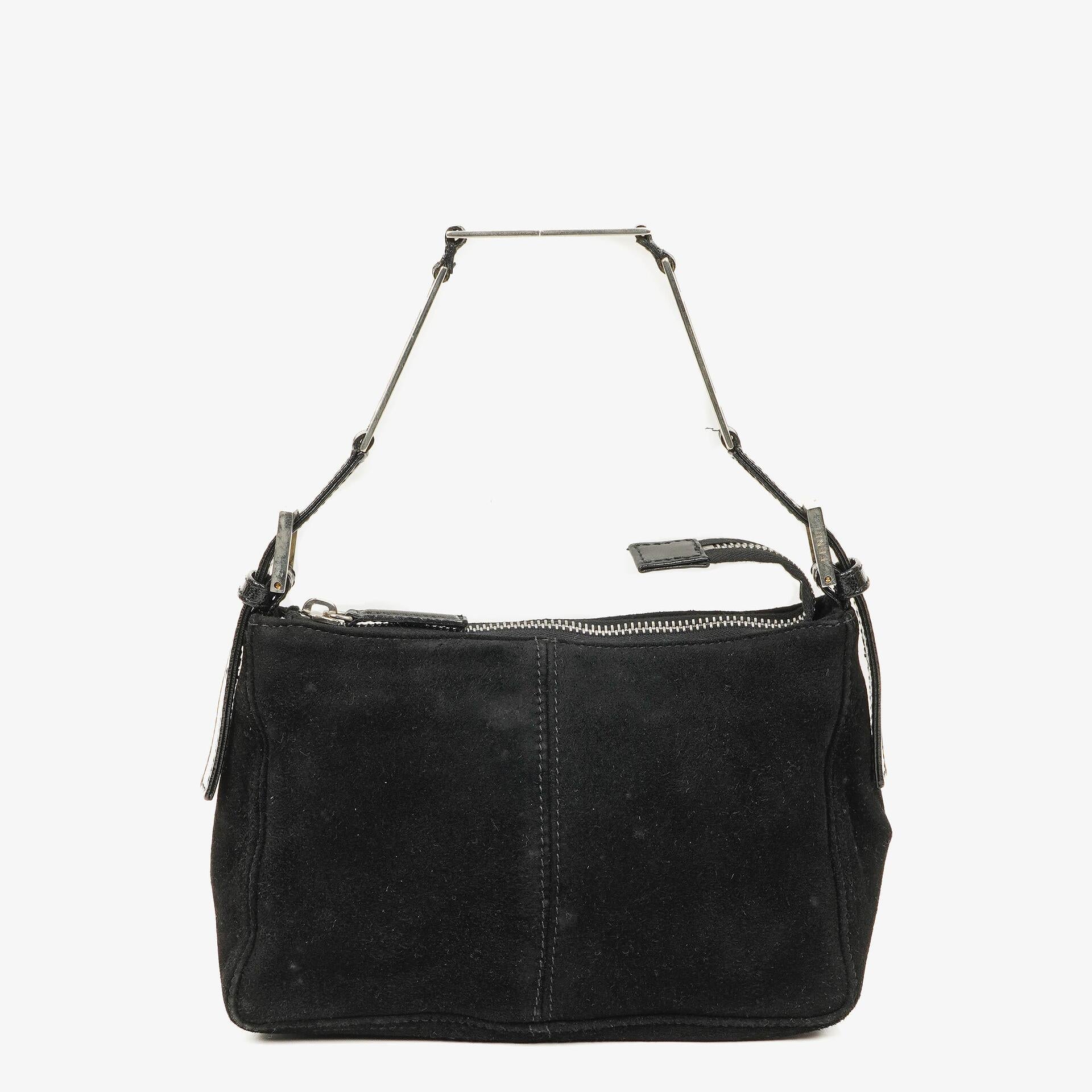 Fendi Kleine Hobo Tasche aus schwarzem Wildleder