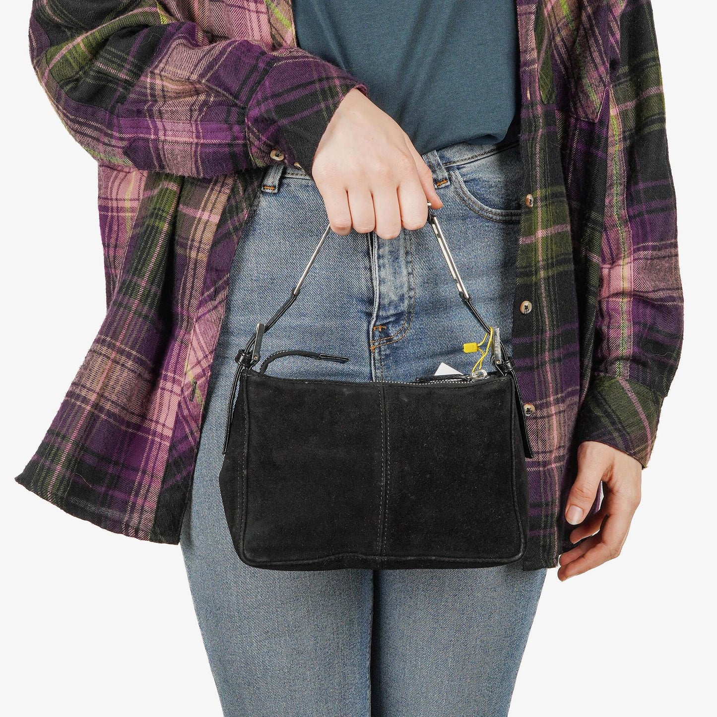 Fendi Kleine Hobo Tasche aus schwarzem Wildleder