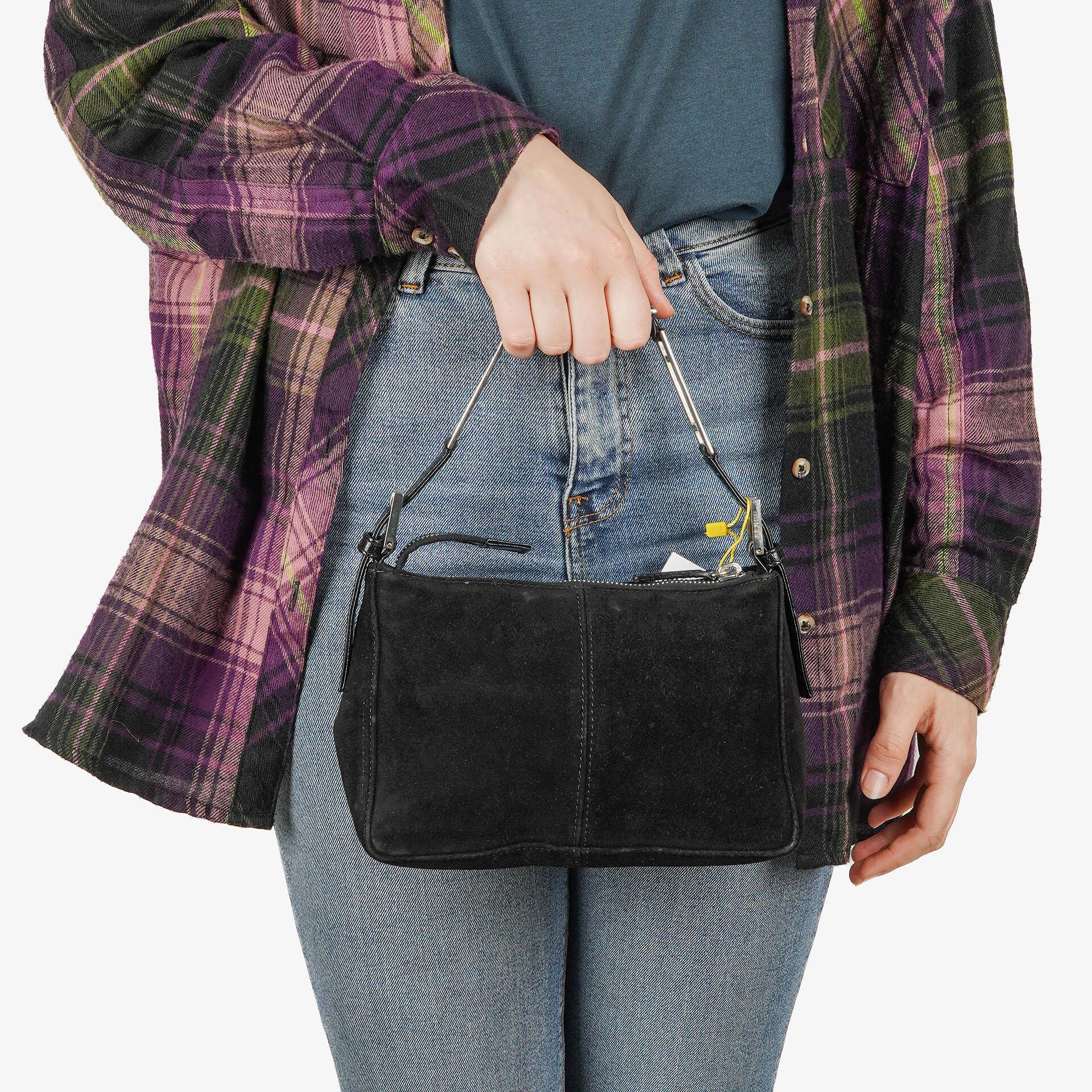 Fendi Kleine Hobo Tasche aus schwarzem Wildleder