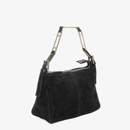 Fendi Kleine Hobo Tasche aus schwarzem Wildleder