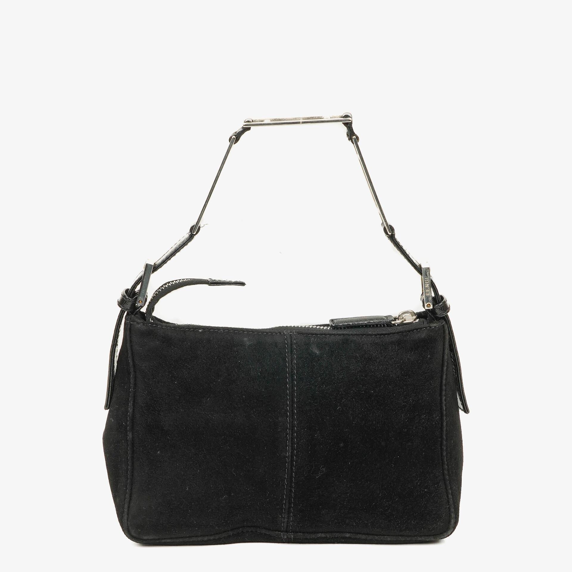 Fendi Kleine Hobo Tasche aus schwarzem Wildleder