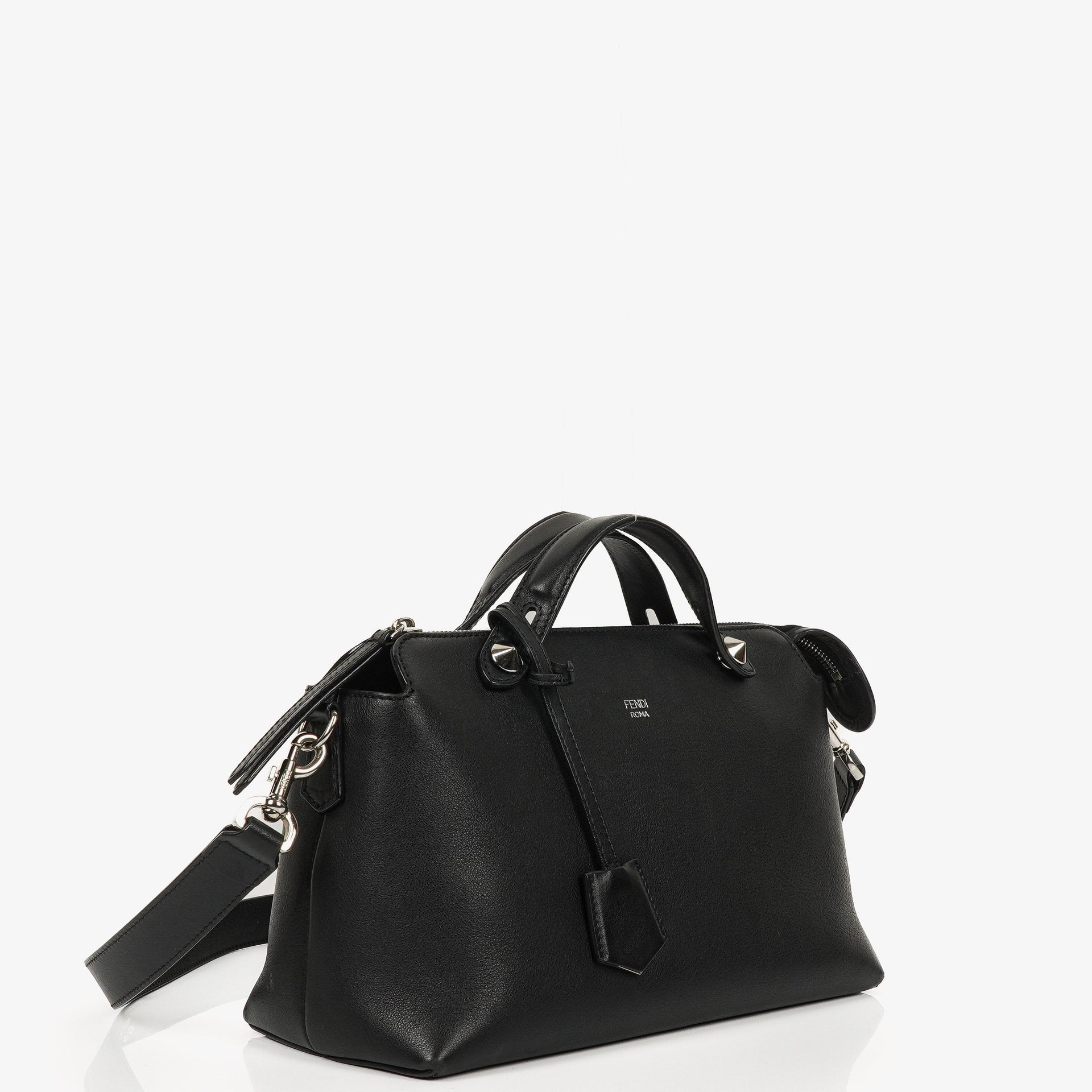Fendi By The Way Medium Boston Tasche aus schwarzem Leder