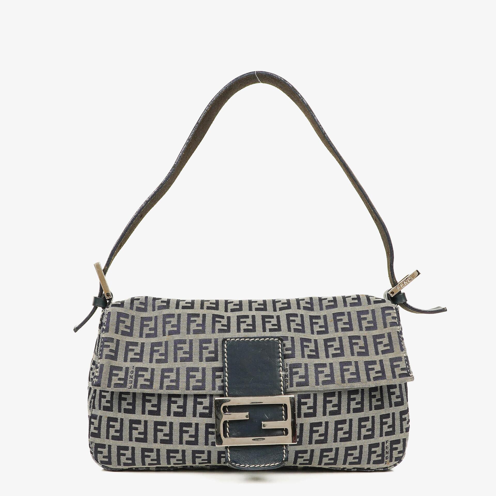 Fendi FF Zucchino Baguette in Navy