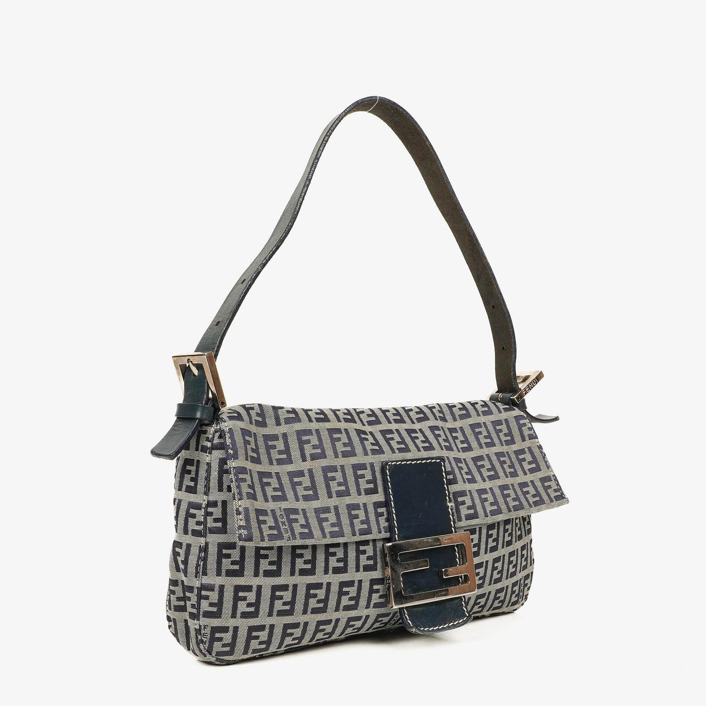 Fendi FF Zucchino Baguette in Navy