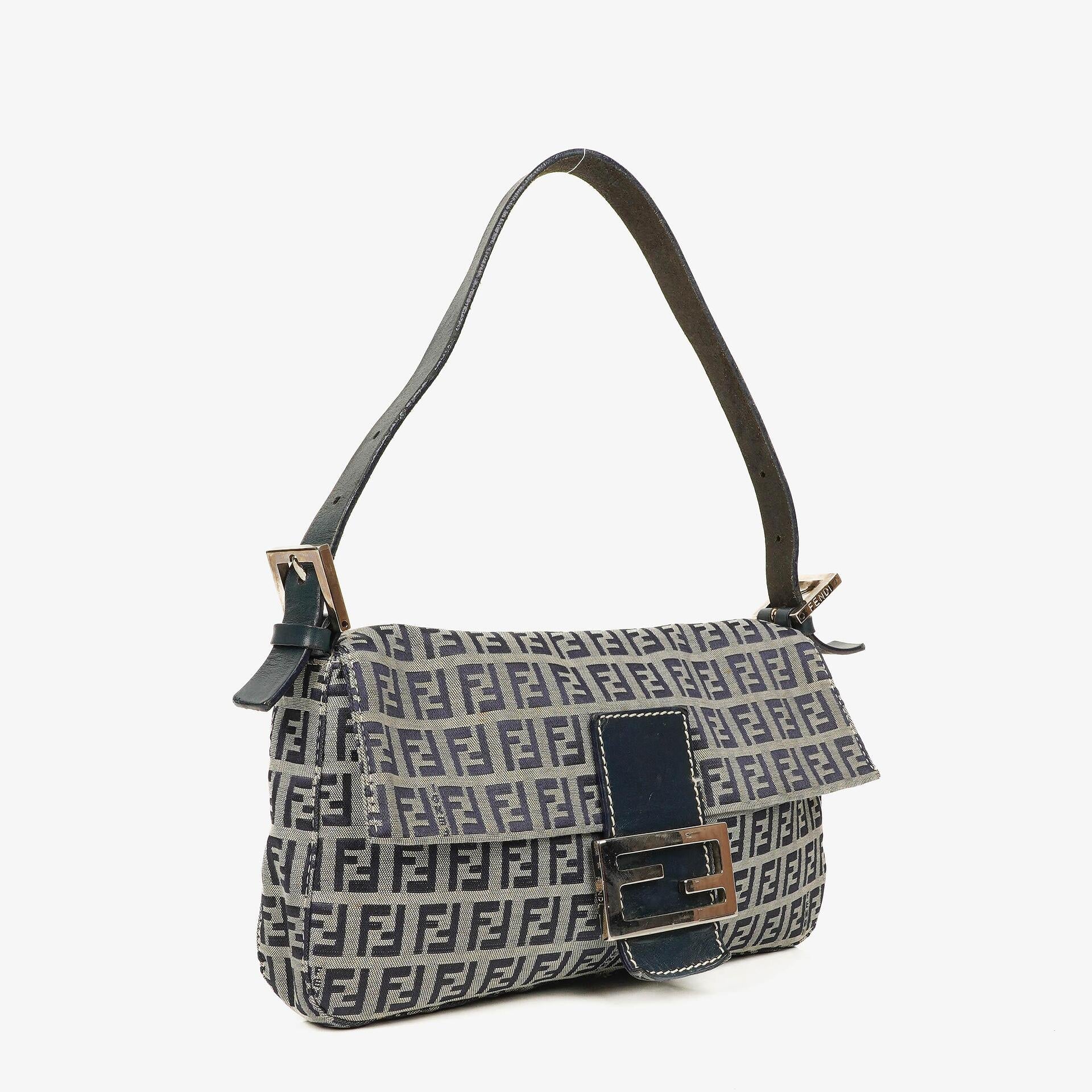 Fendi FF Zucchino Baguette in Navy
