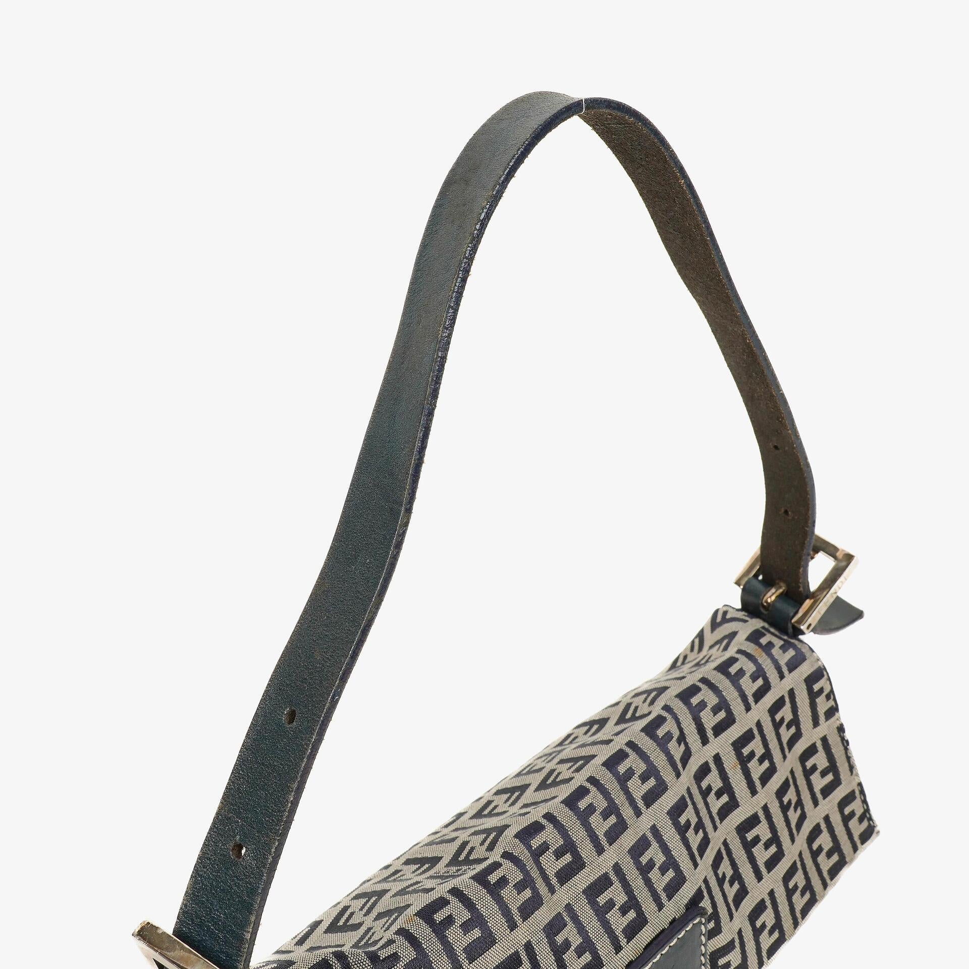 Fendi FF Zucchino Baguette in Navy