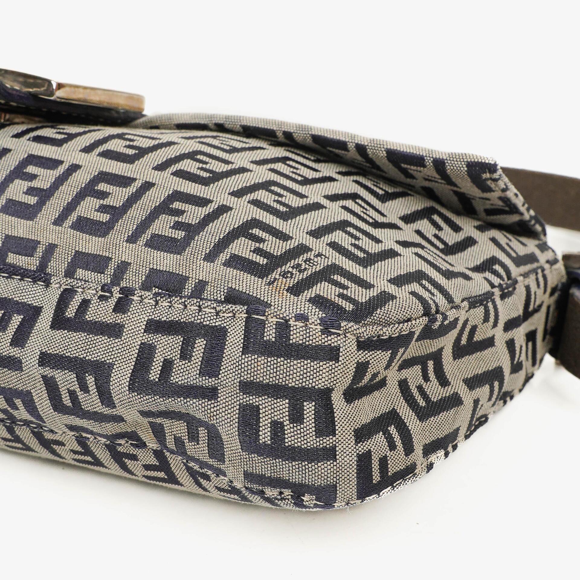Fendi FF Zucchino Baguette in Navy