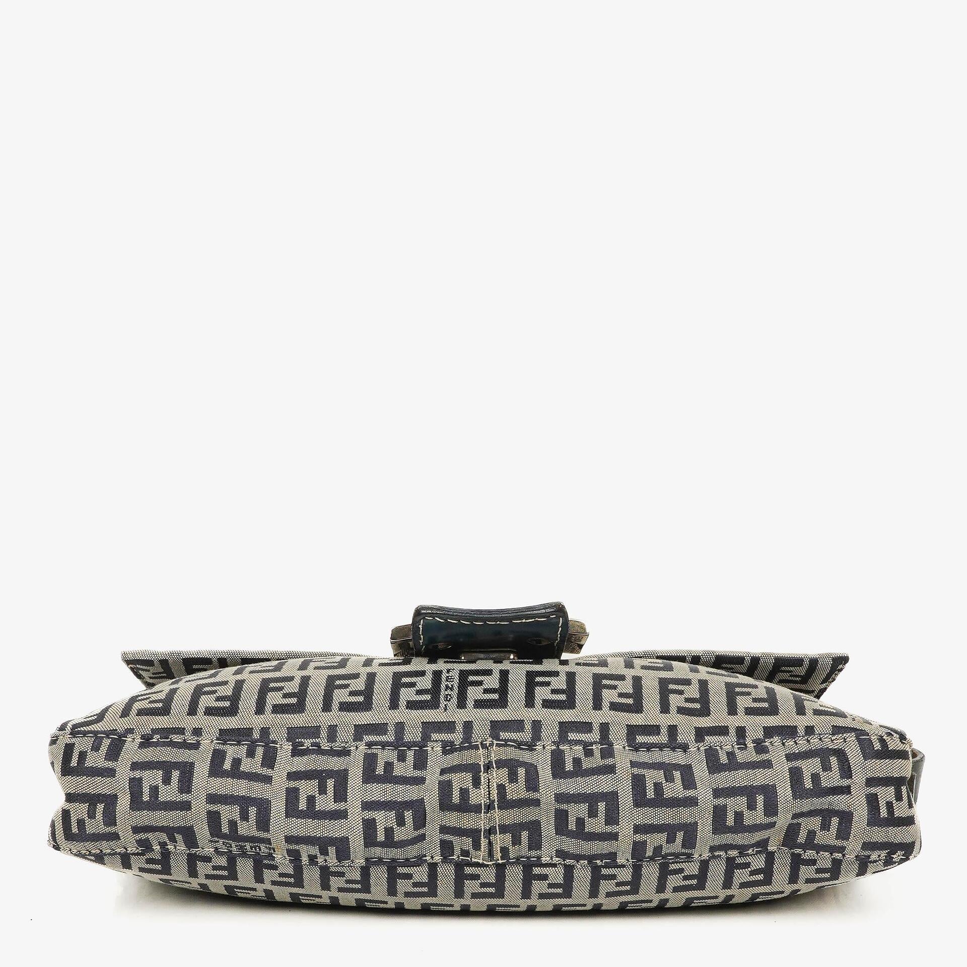 Fendi FF Zucchino Baguette in Navy