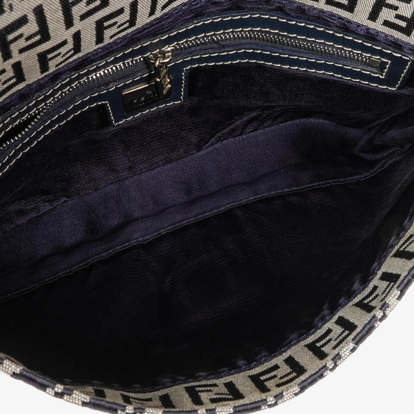 Fendi FF Zucchino Baguette in Navy
