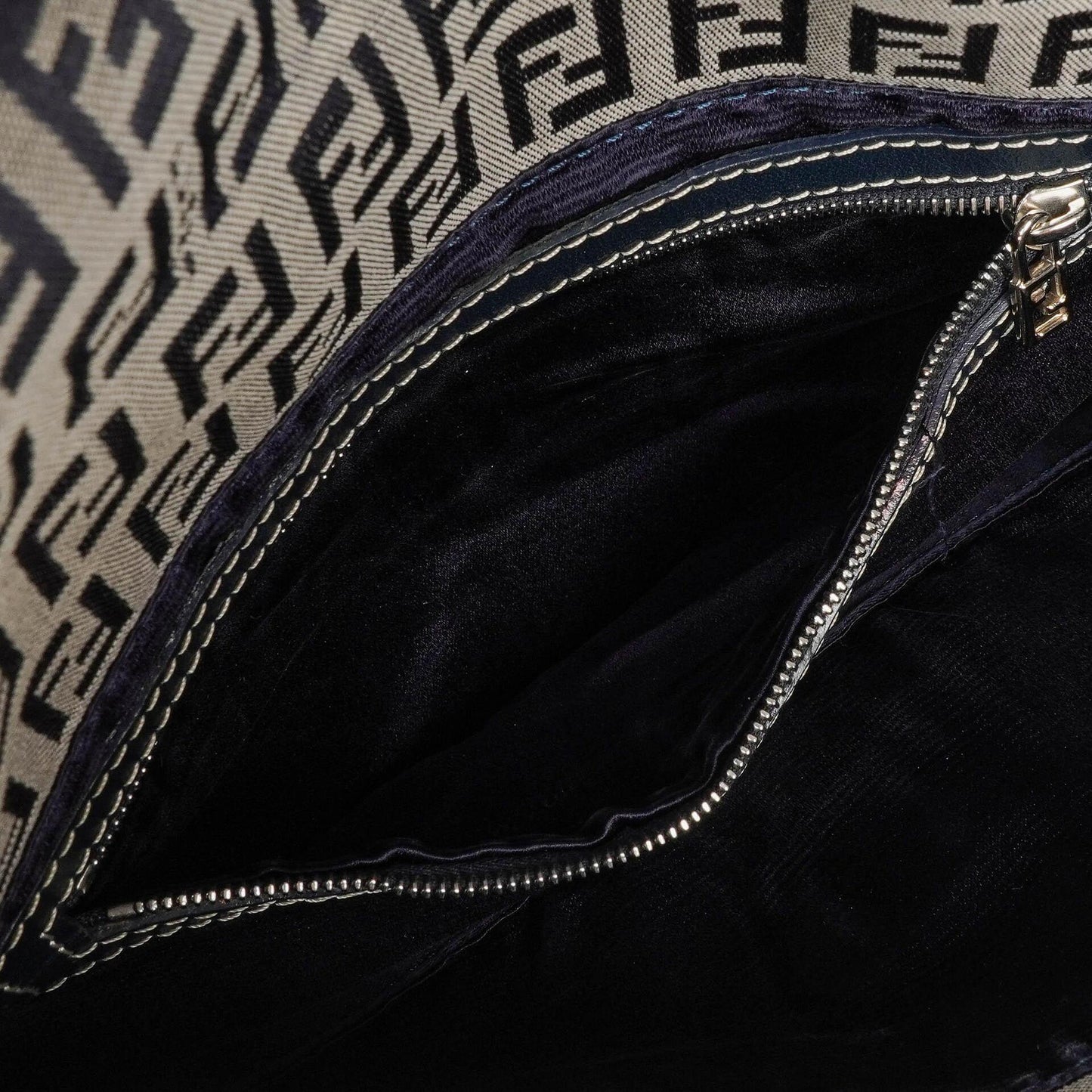 Fendi FF Zucchino Baguette in Navy
