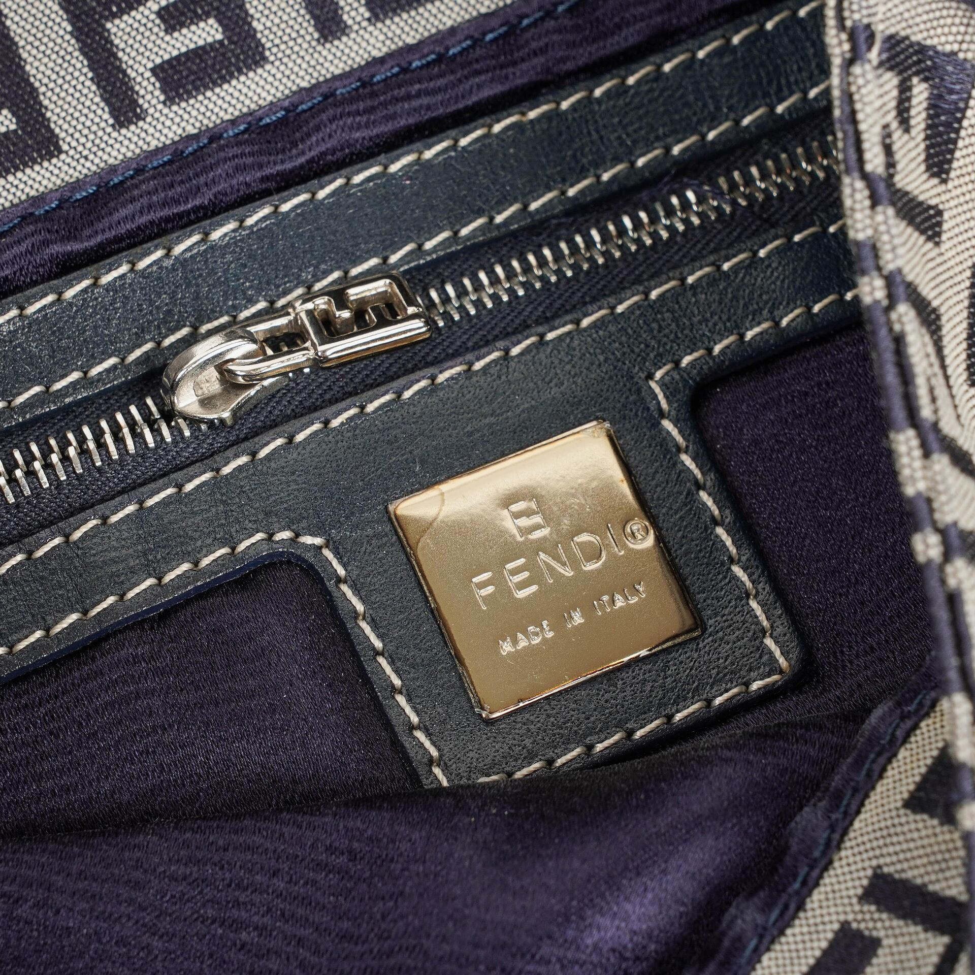 Fendi FF Zucchino Baguette in Navy