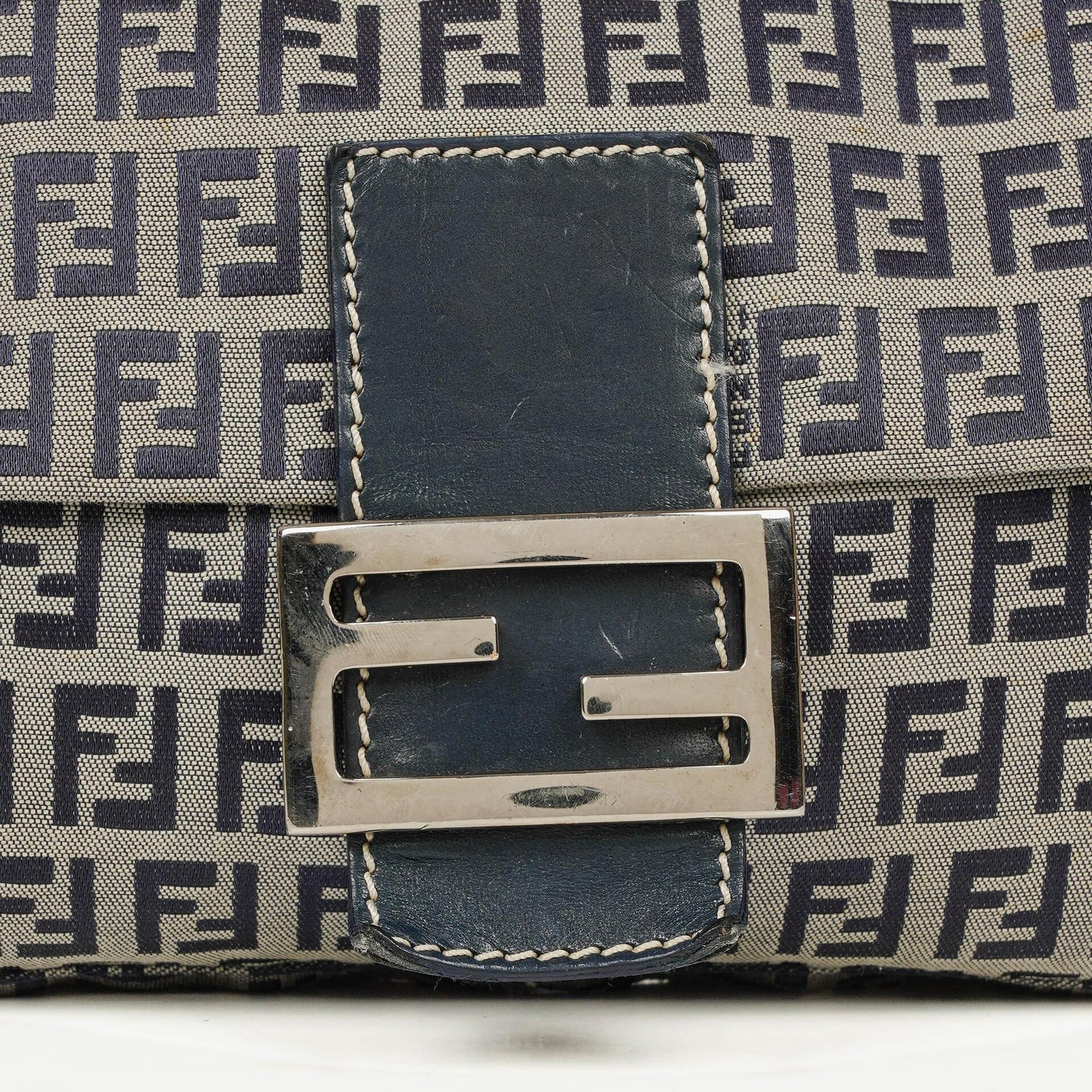 Fendi FF Zucchino Baguette in Navy