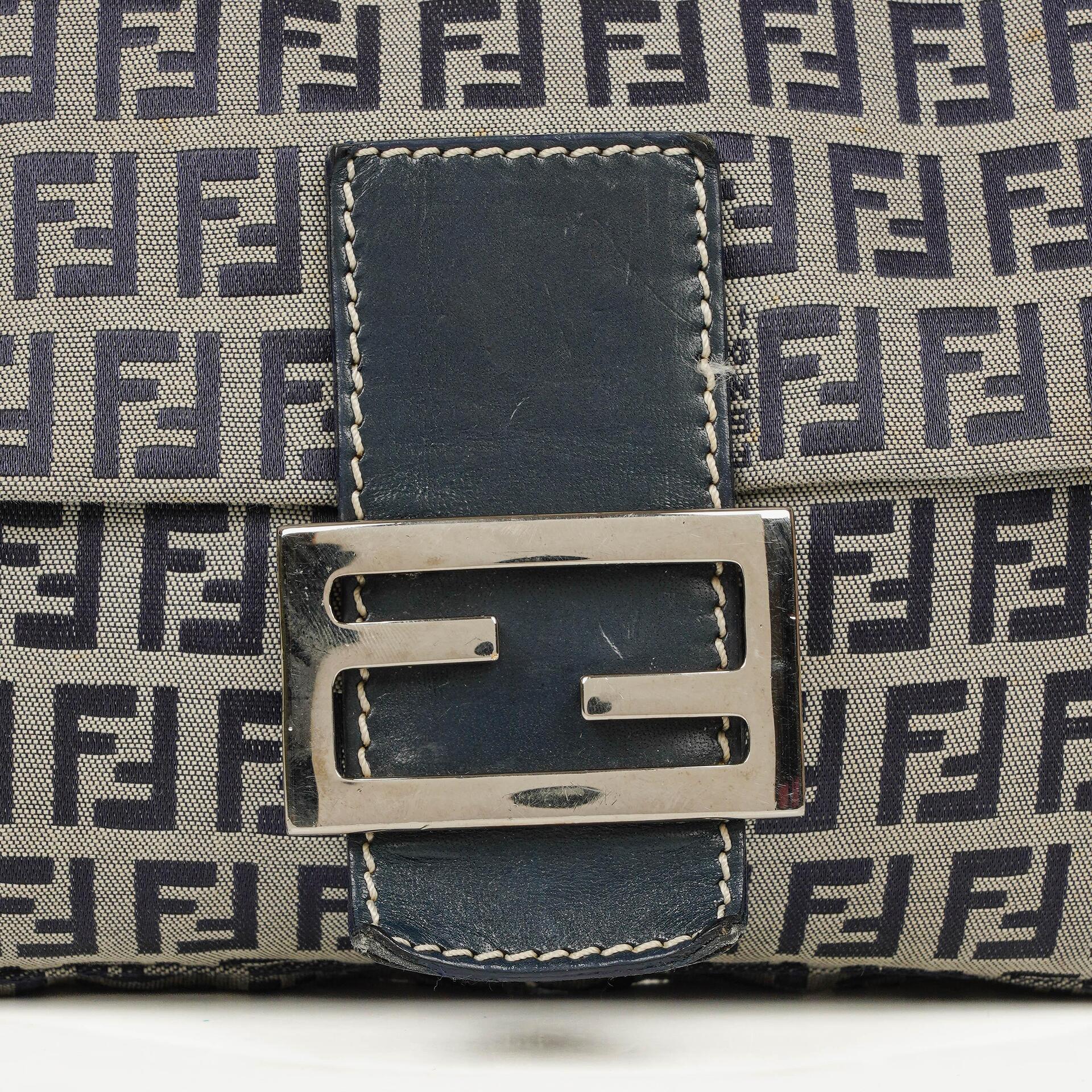 Fendi FF Zucchino Baguette in Navy