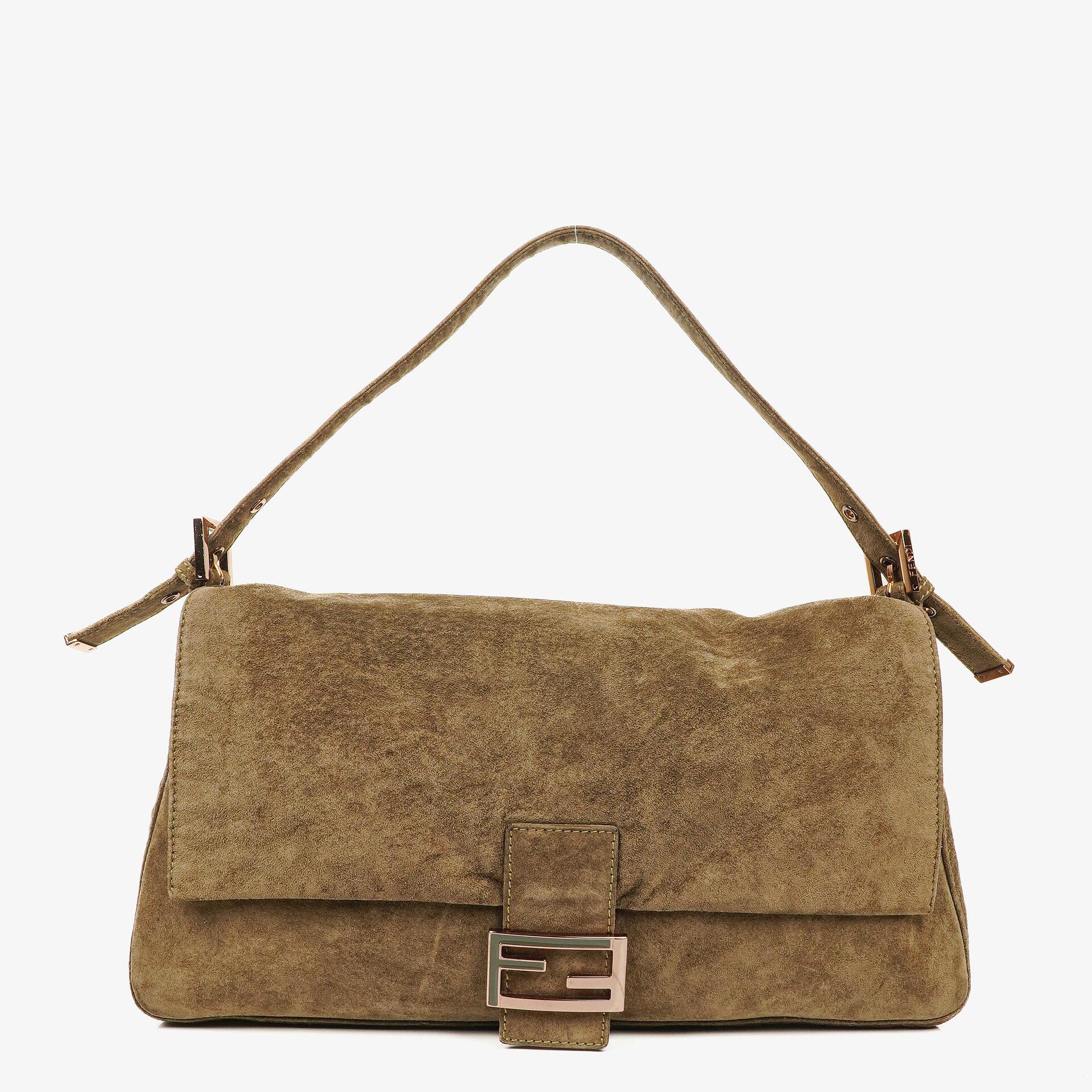 Fendi Große Mama Baguette Schultertasche aus Wildleder