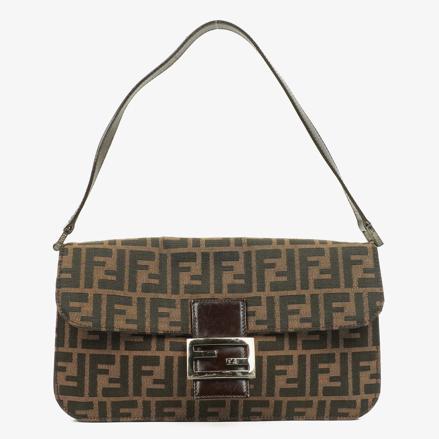 Fendi Zucca Baguette Tobacco Schultertasche aus Canvas
