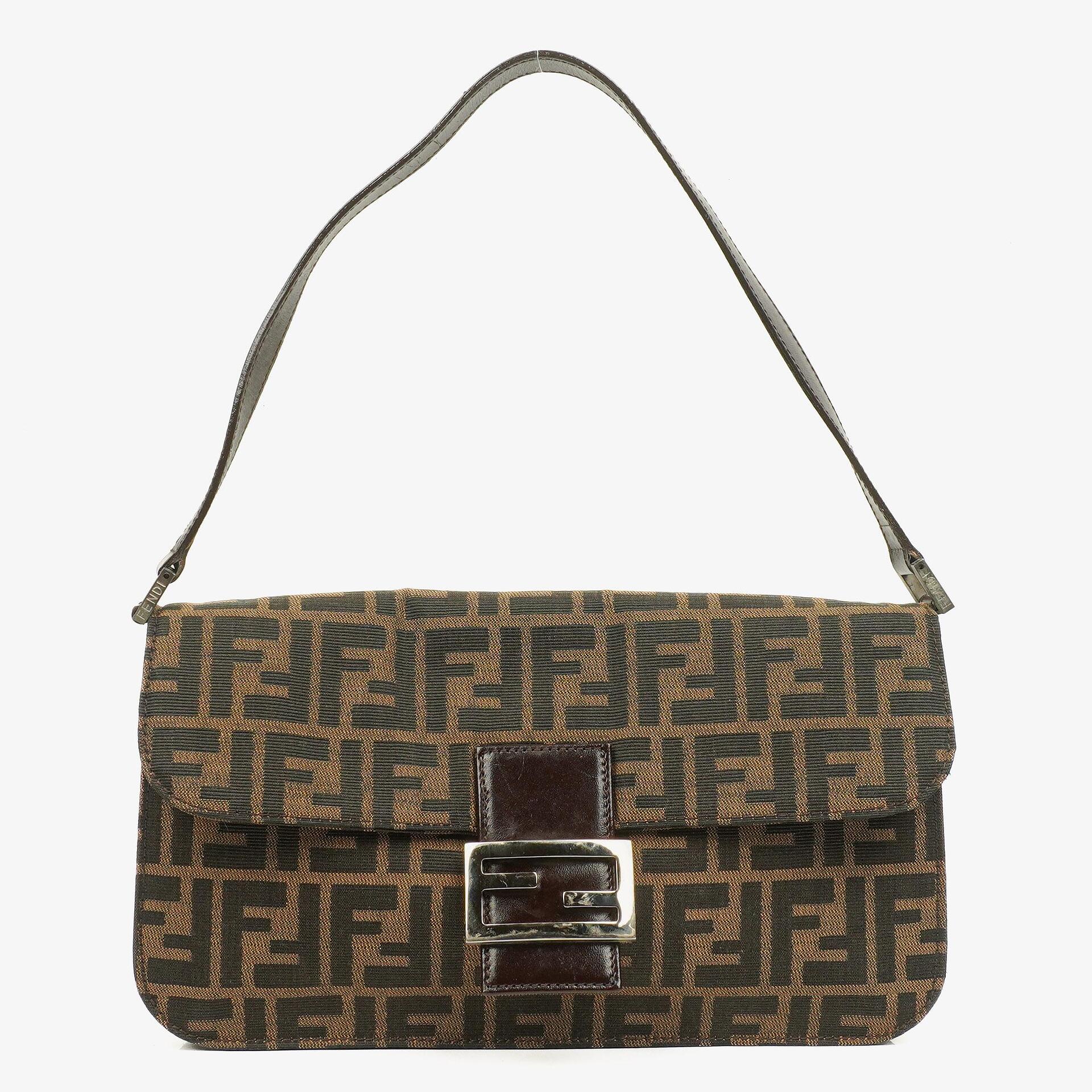 Fendi Zucca Baguette Tobacco Schultertasche aus Canvas