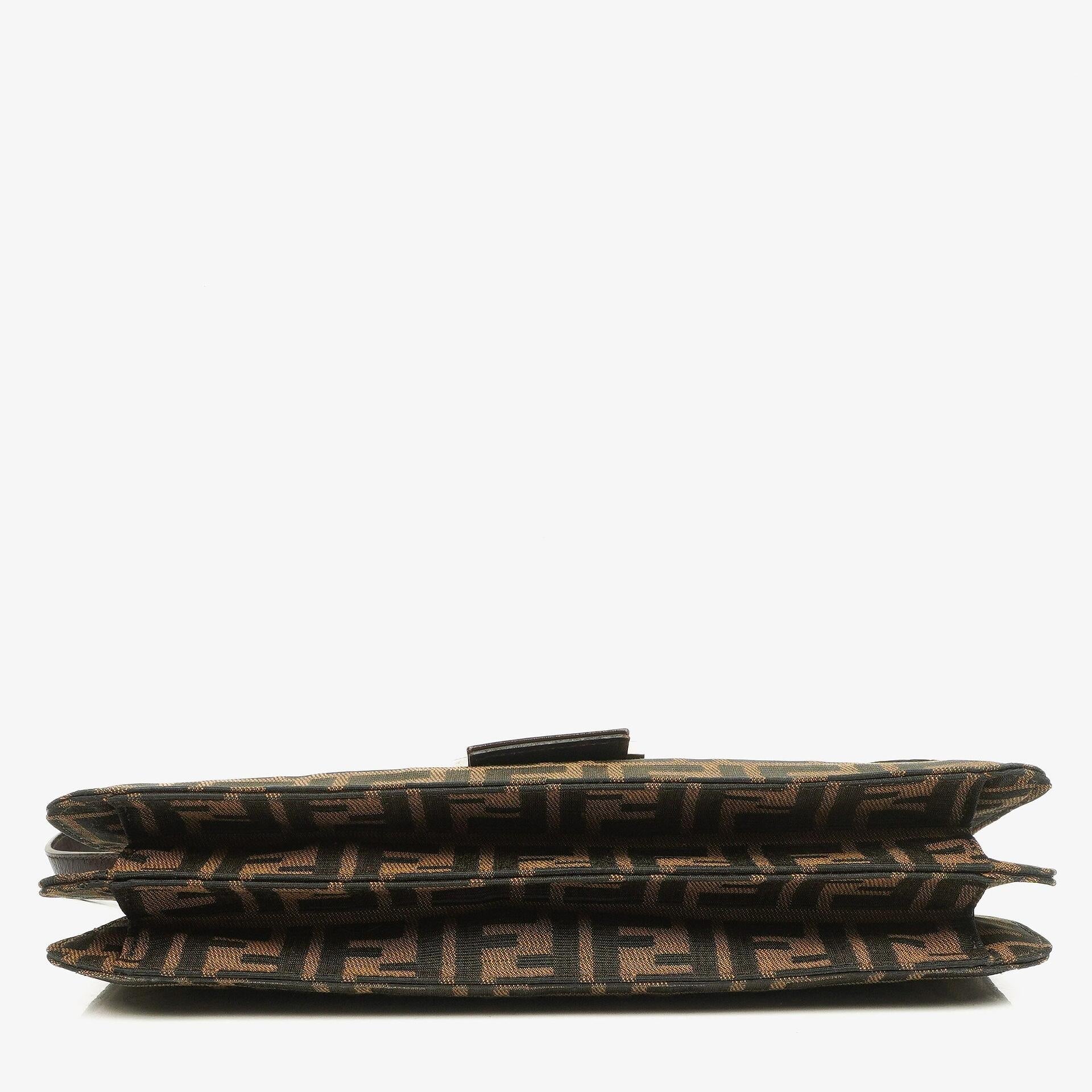 Fendi Zucca Baguette Tobacco Schultertasche aus Canvas