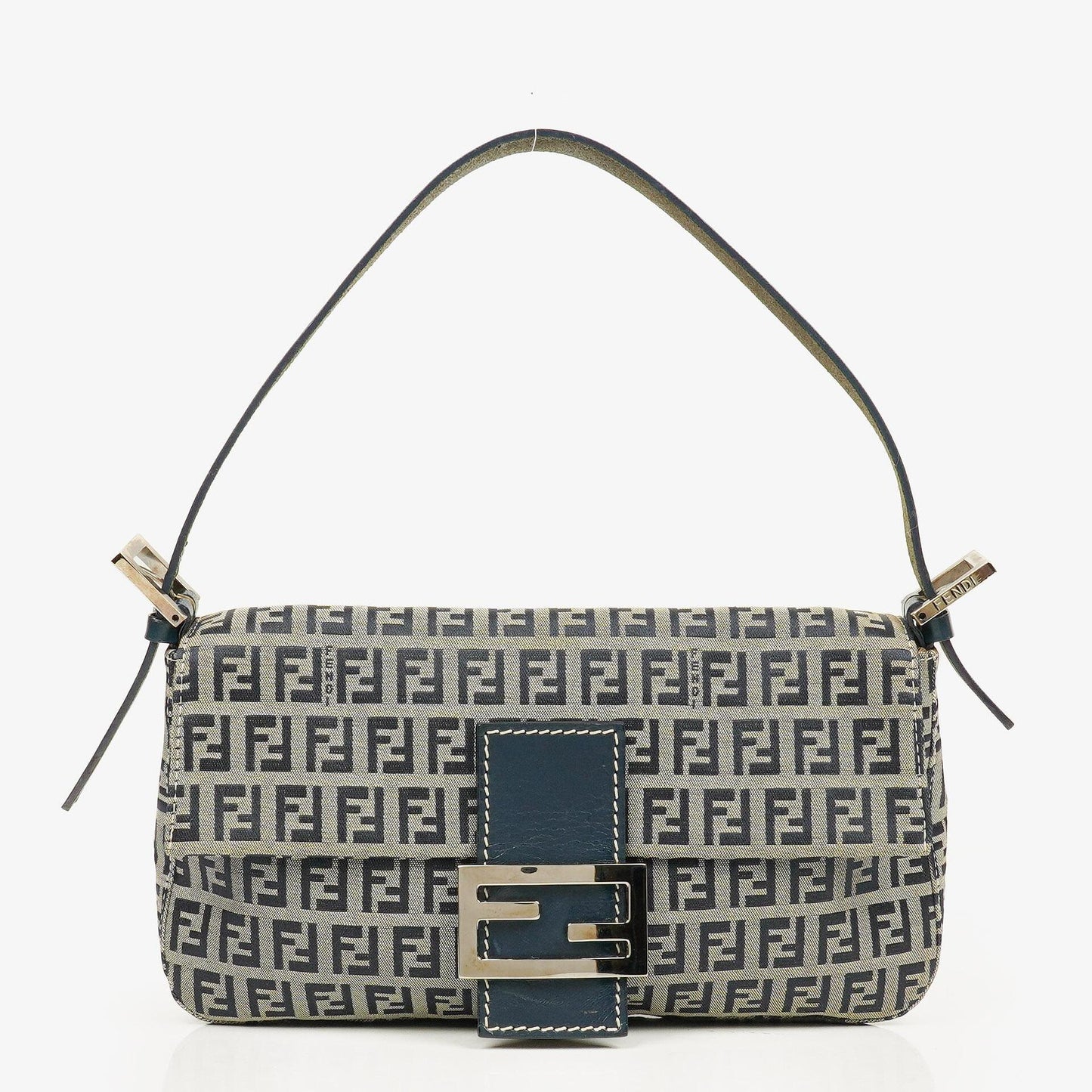 Fendi Zuccino Baguette Handtasche in Navy/Grau