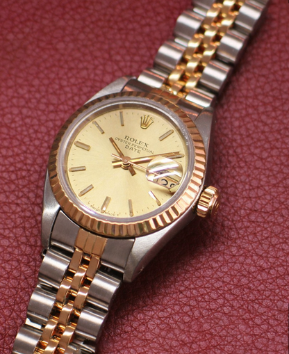 Seltene Vintage Rolex Lady Datejust 18 kt Gelbgold