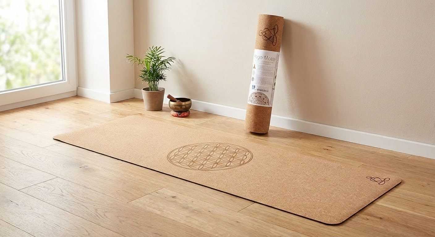 Premium Kork Yogamatte „Blume des Lebens“ • Öko-TPE • 6mm • Neu