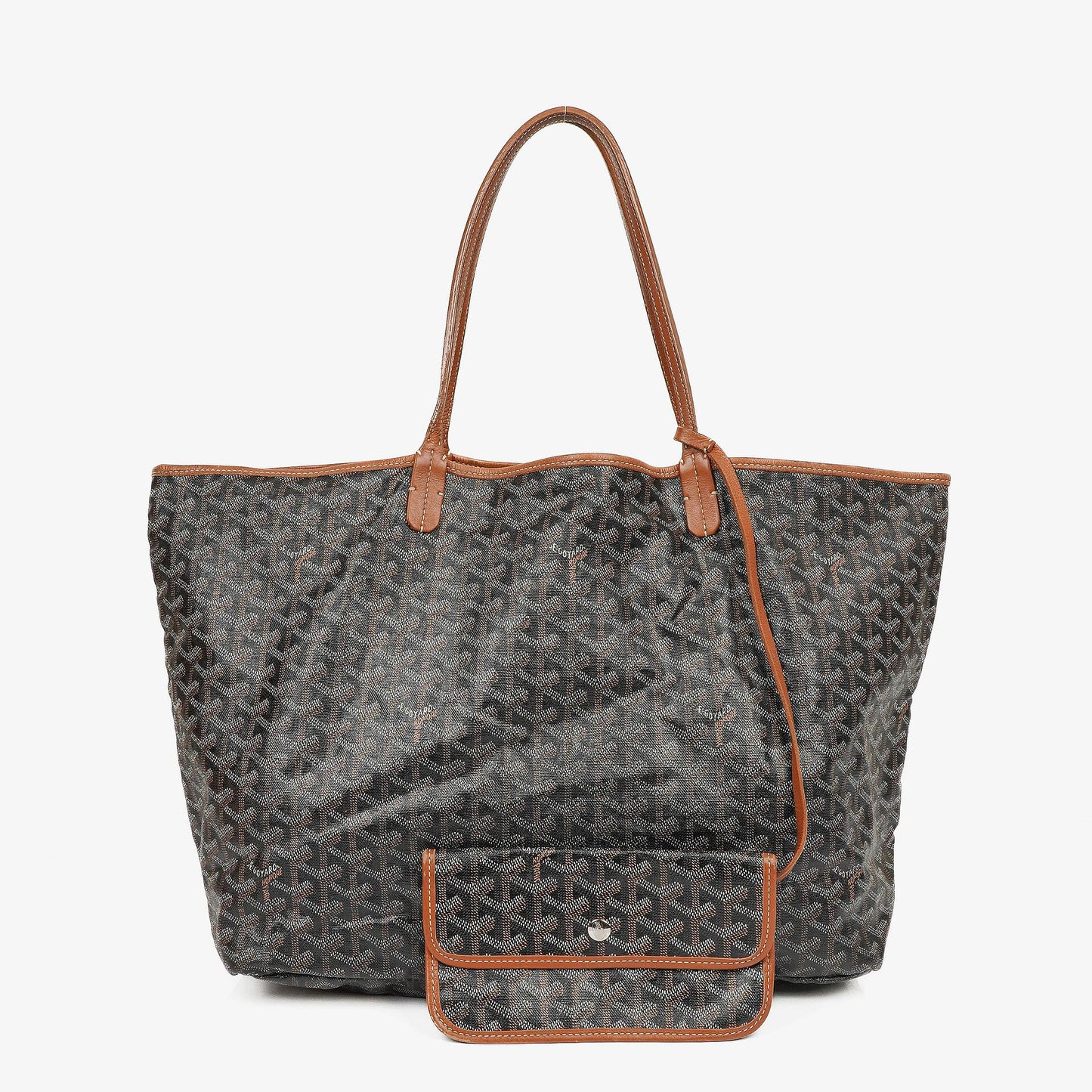 Goyard Saint Louis Schwarze Chevron Print Beschichtete Canvas Tote-Tasche