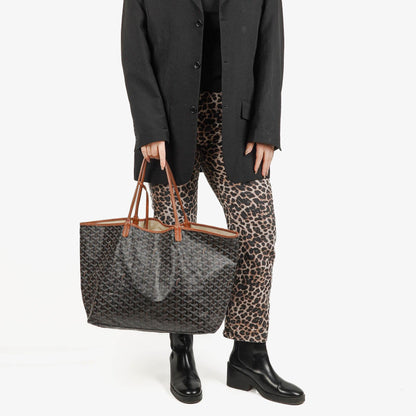 Goyard Saint Louis Schwarze Chevron Print Beschichtete Canvas Tote-Tasche