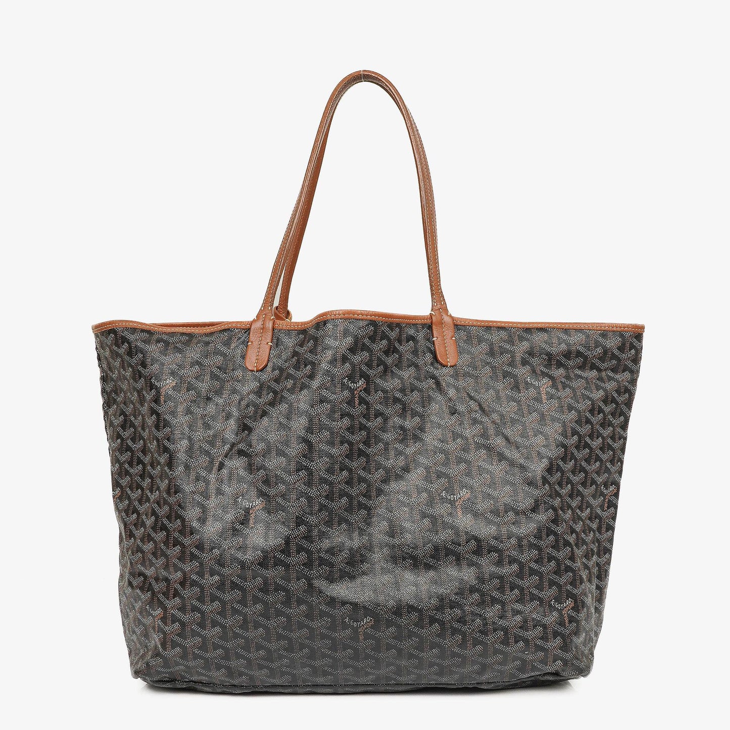 Goyard Saint Louis Schwarze Chevron Print Beschichtete Canvas Tote-Tasche