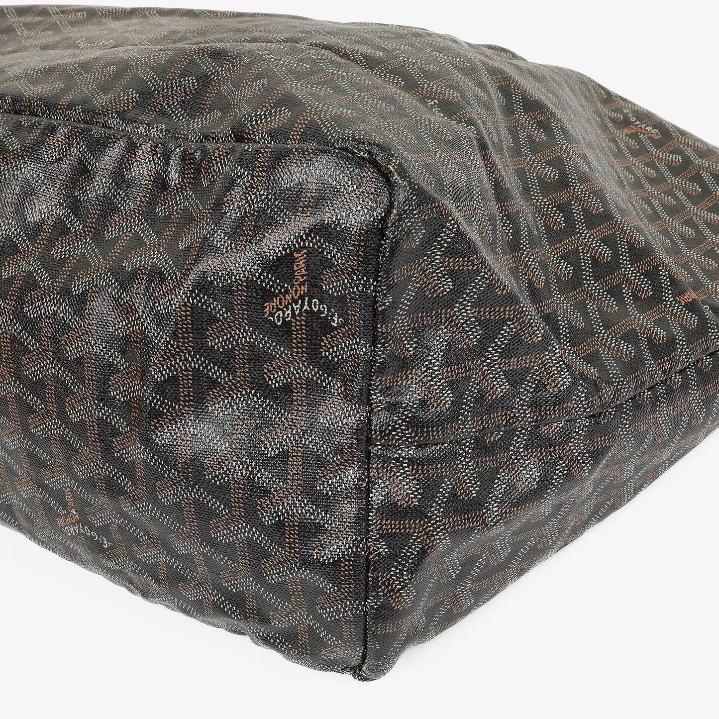 Goyard Saint Louis Schwarze Chevron Print Beschichtete Canvas Tote-Tasche