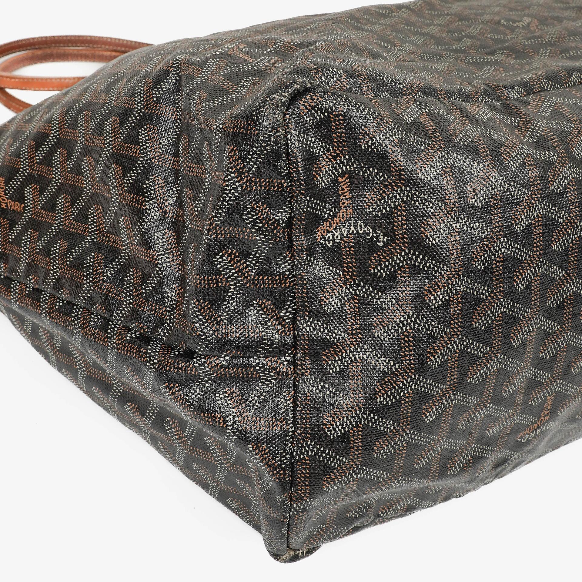 Goyard Saint Louis Schwarze Chevron Print Beschichtete Canvas Tote-Tasche