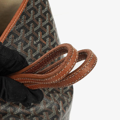 Goyard Saint Louis Schwarze Chevron Print Beschichtete Canvas Tote-Tasche