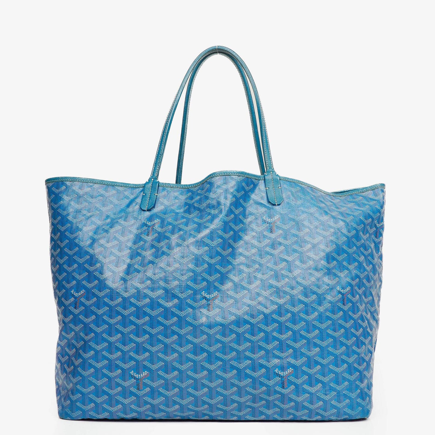 Goyard Saint Louis GM Tote-Tasche aus blauem beschichtetem Canvas mit Chevron-Print