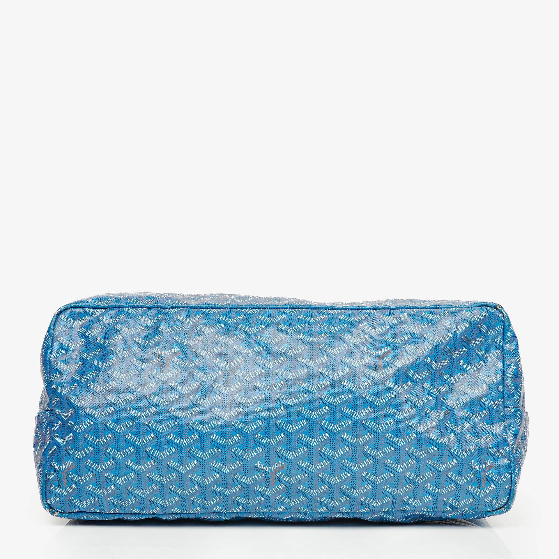 Goyard Saint Louis GM Tote-Tasche aus blauem beschichtetem Canvas mit Chevron-Print