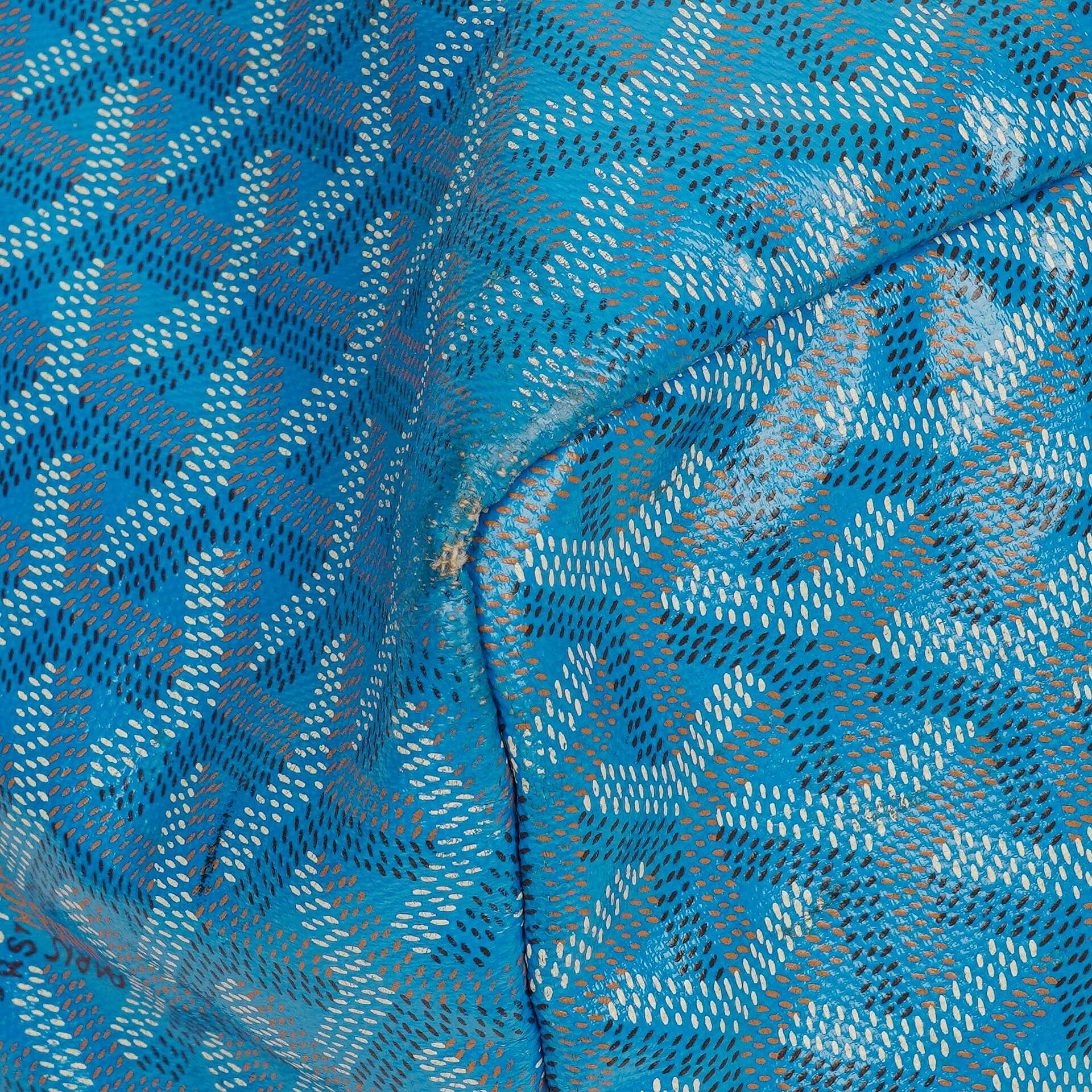 Goyard Saint Louis GM Tote-Tasche aus blauem beschichtetem Canvas mit Chevron-Print