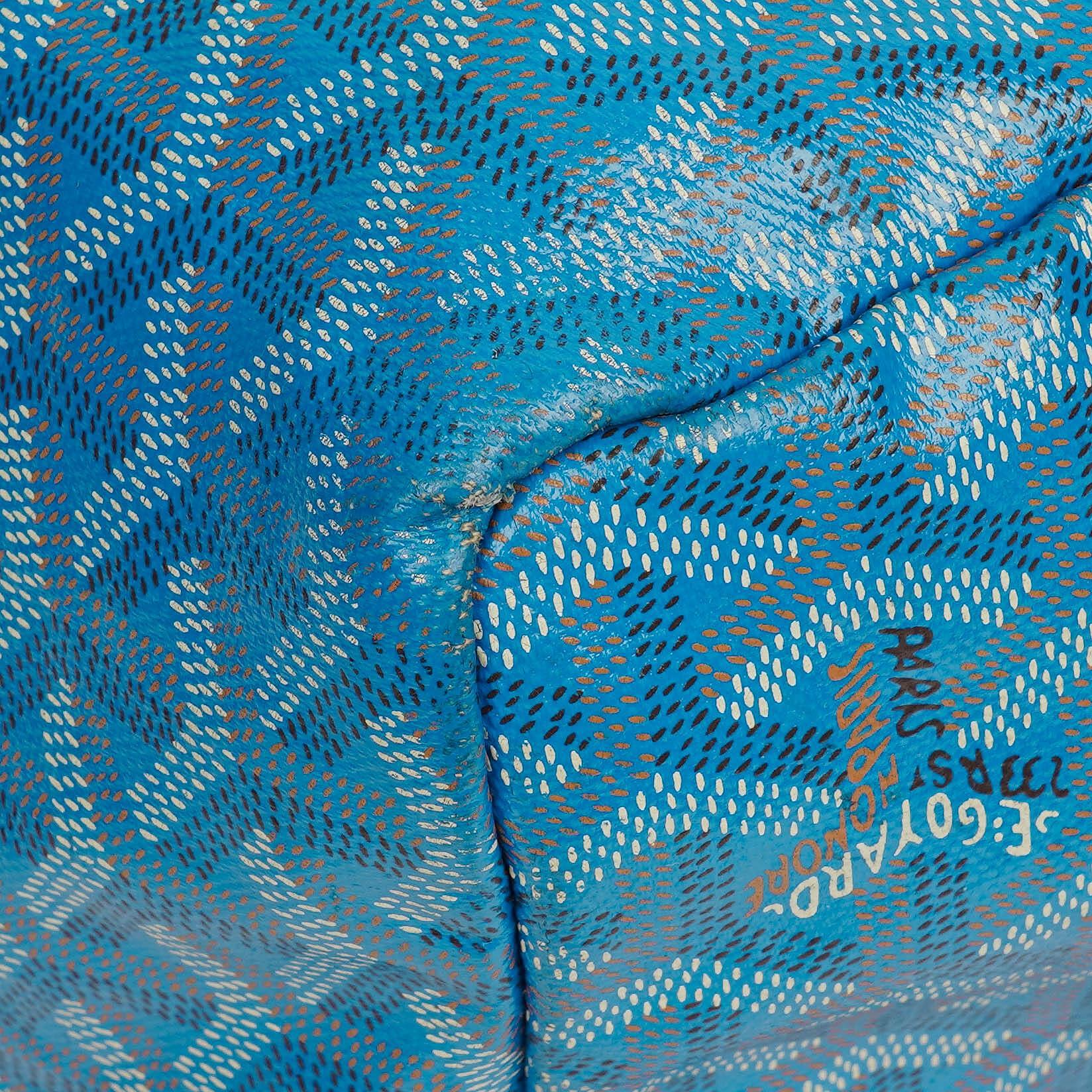 Goyard Saint Louis GM Tote-Tasche aus blauem beschichtetem Canvas mit Chevron-Print