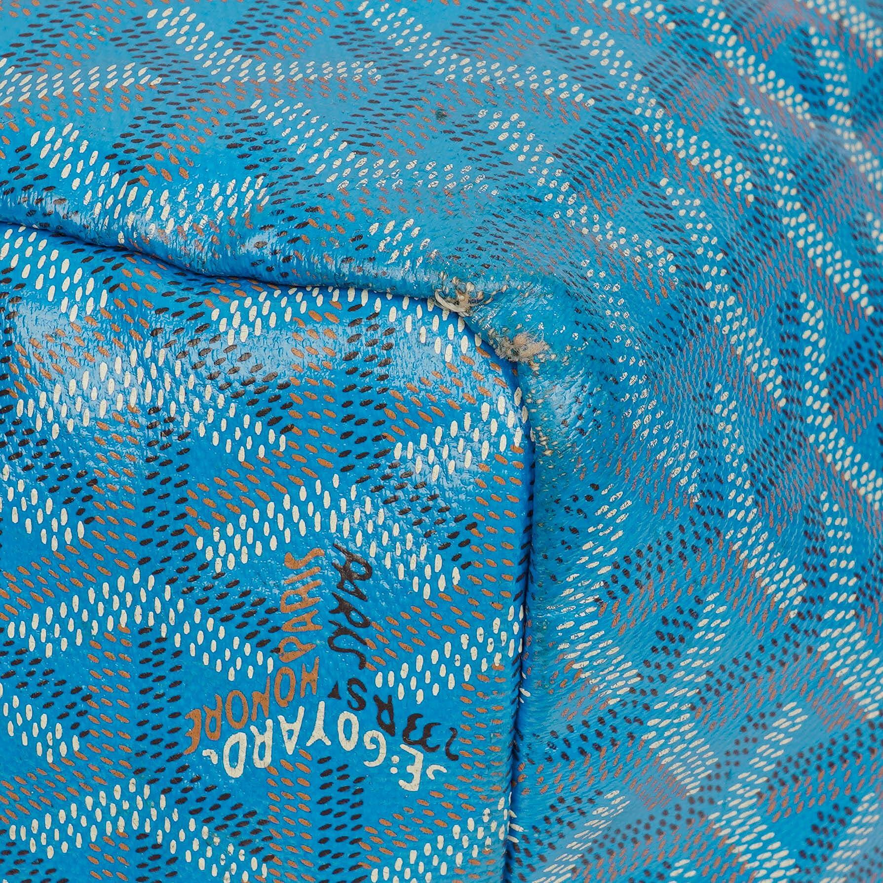 Goyard Saint Louis GM Tote-Tasche aus blauem beschichtetem Canvas mit Chevron-Print