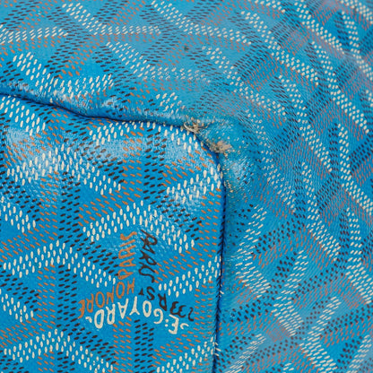 Goyard Saint Louis GM Tote-Tasche aus blauem beschichtetem Canvas mit Chevron-Print